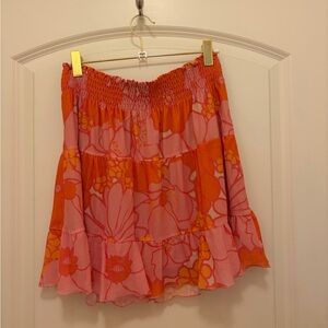 Show Me Your MuMu Pink and Orange Floral Tiered Mini Skirt